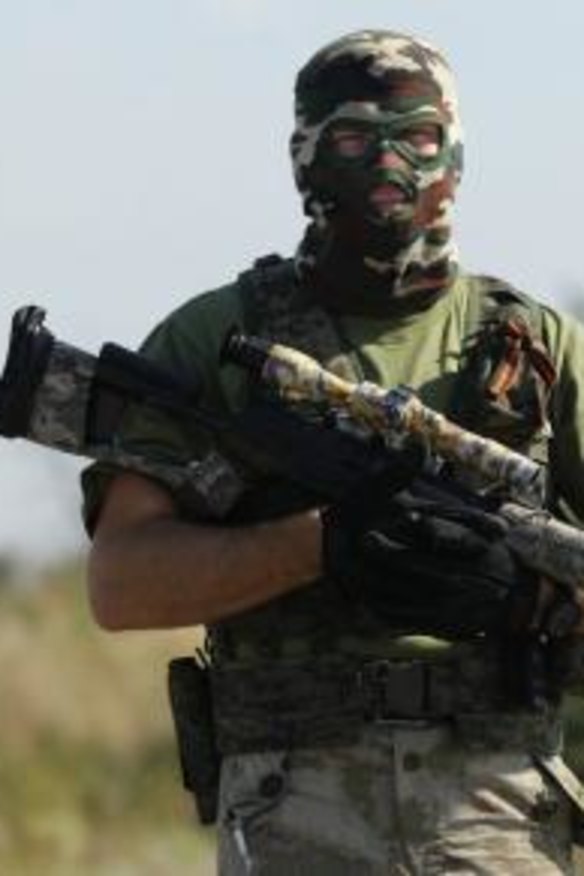 A pro-Russia separatist sniper on the outskirts of Shakhtersk on Thursday.