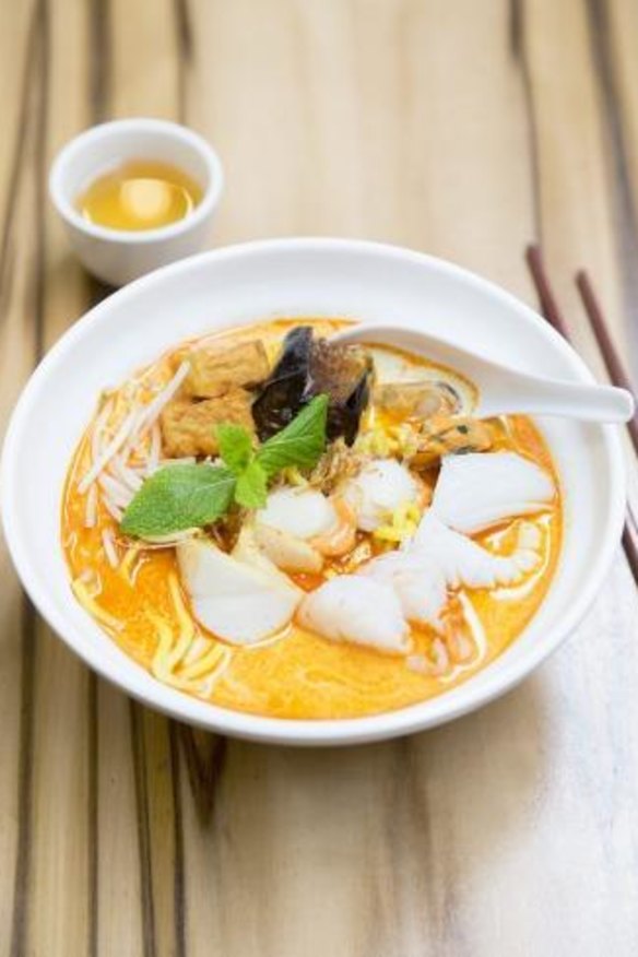 Seafood laksa, the signature dish at Flemington's Laksa King.