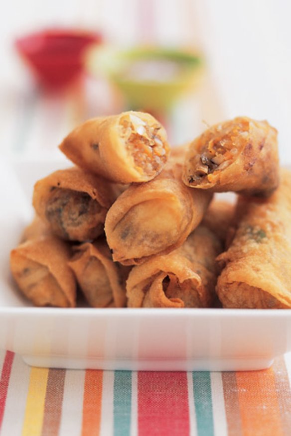 Crispy spring rolls.