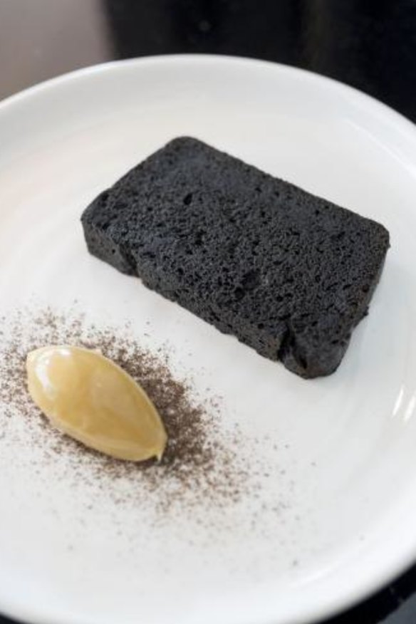 Contemporary breakfast: Black garlic bread, brown butter and burnt vanilla at Gauge.