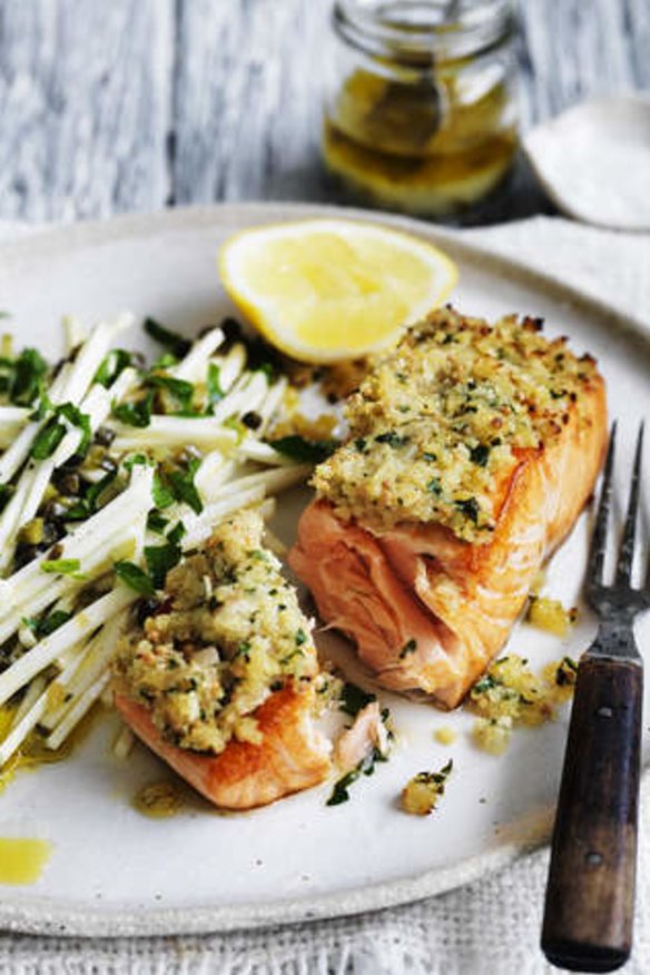 Fancy ways to flavour fish: Mustard crust.