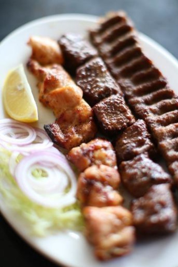 Mixed kebabs at Bamiyan Afghan restaurant.