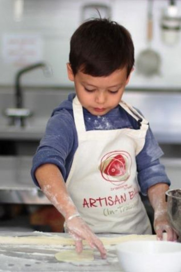 A children's cooking lesson underway at Brasserie Bread.