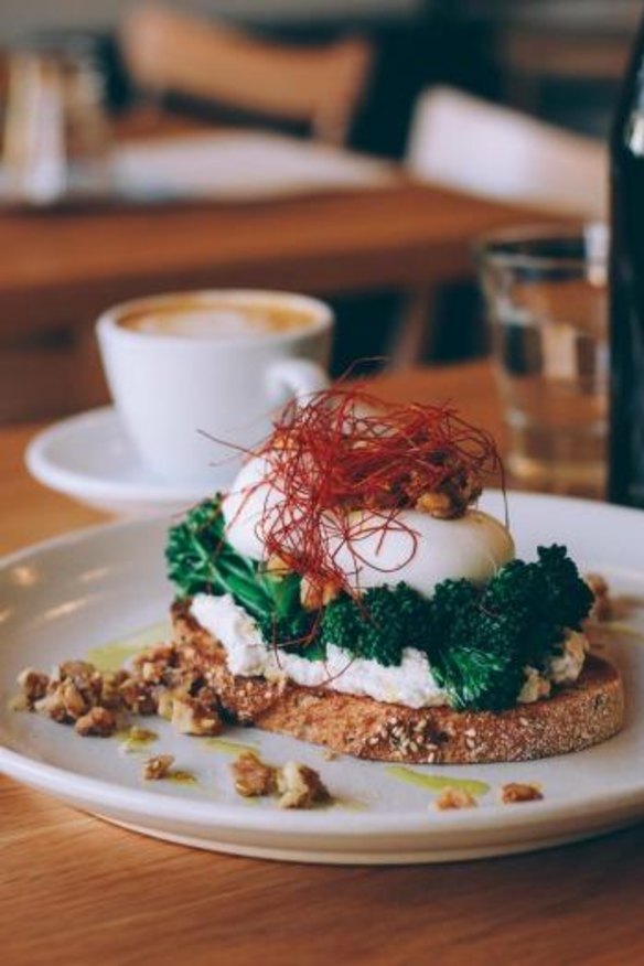 Creative: Poached eggs with broccolini and chilli 'hair' at Square & Compass.