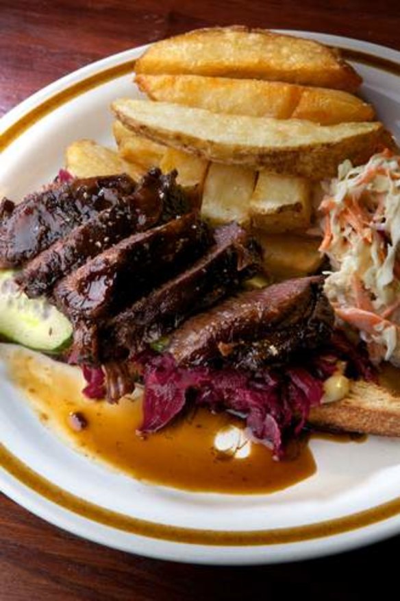 The Spotted Mallard's beef-cheek Reuben with hand-cut chips.