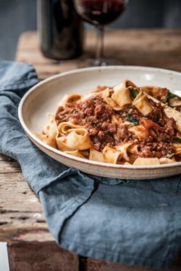 Karen Martini's sausage ragu with pappardelle from New Kitchen.