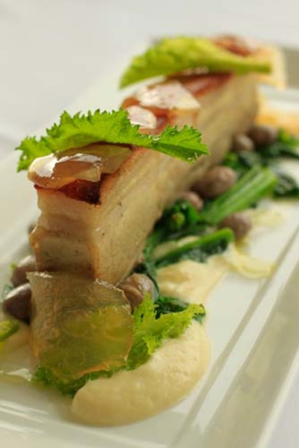 The one dish you must try ... Crisp pork belly, cauliflower puree, mustard fruit, turnip greens, borlotti beans. $32.