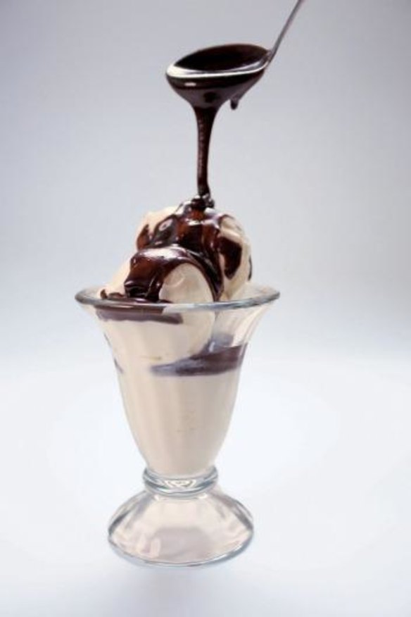 Hot fudge waterfall: Big Gay Ice Cream's chocolate sauce.