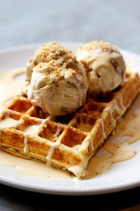 Dish of choice: Sweet waffle, peanut butter ice-cream, dulce de leche  and hazelnut.