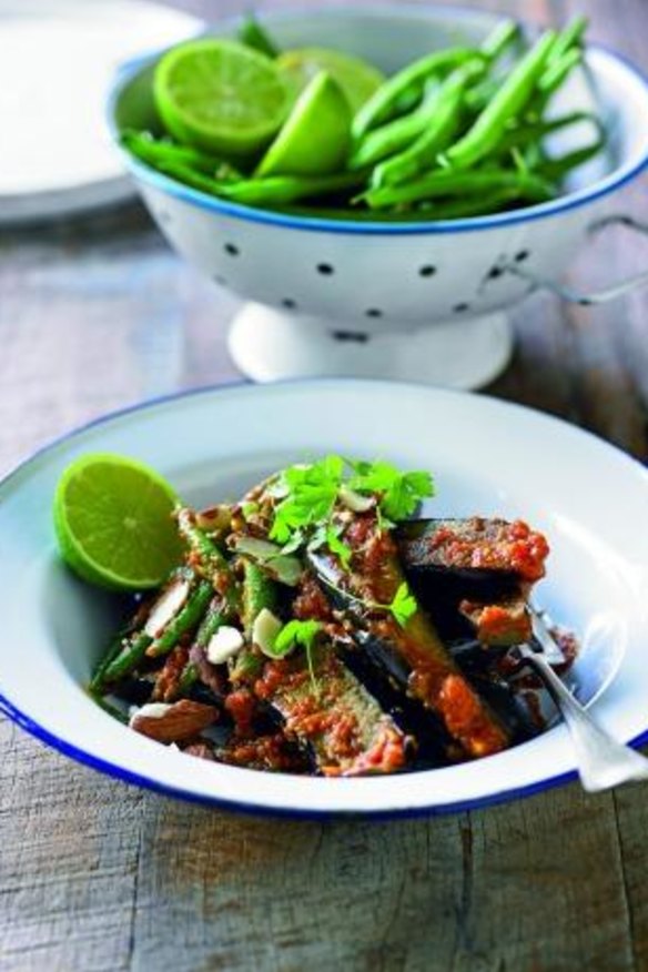 Eggplant and green bean curry.