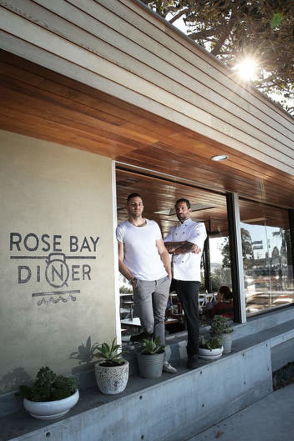 Haircuts on offer: Ben Sweeten, with Daniele Trimarchi at Rose Bay Diner.