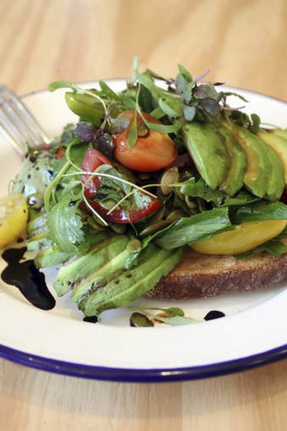 Avo and tomato on sourdough.