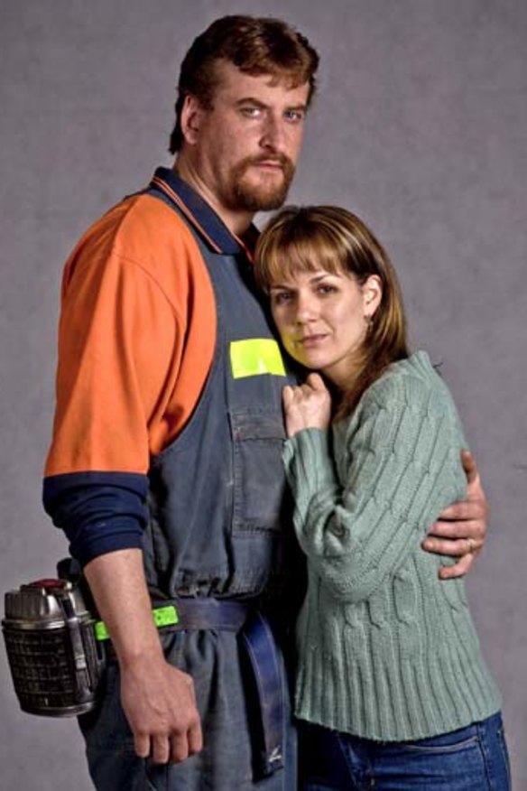 Lachy Hulme and Michala Banas as Todd and Carolyn Russell in <em>Beaconsfield</em>.