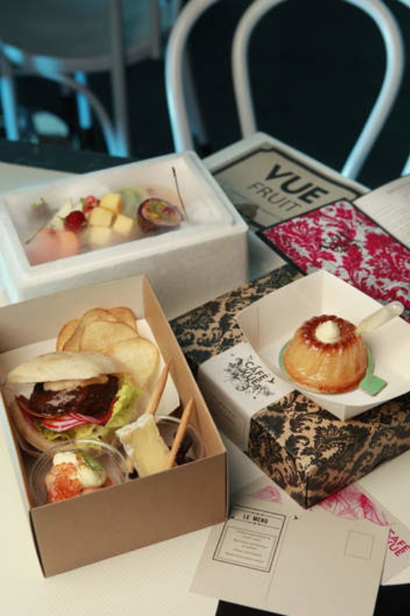 Dinner box and the fruit box from Cafe Vue at the Melbourne Airport.