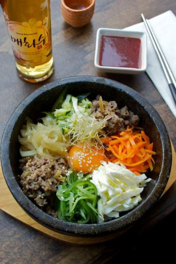 The bibimbap (mixed vegetables and rice) with plum sauce is a signature dish.