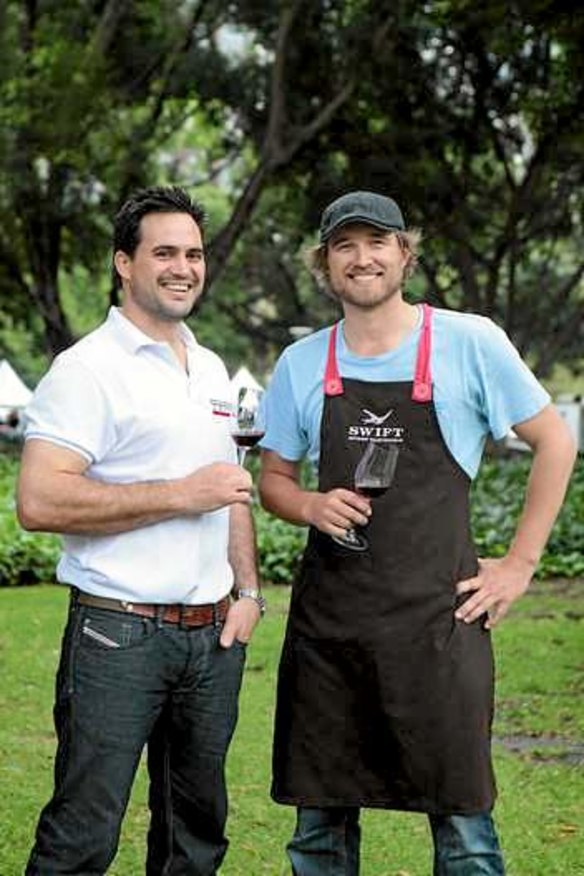 "Everyone is encouraged to come along and help plunge the grapes," says Alex Retief (left), with fellow winemaker Ed Swift.