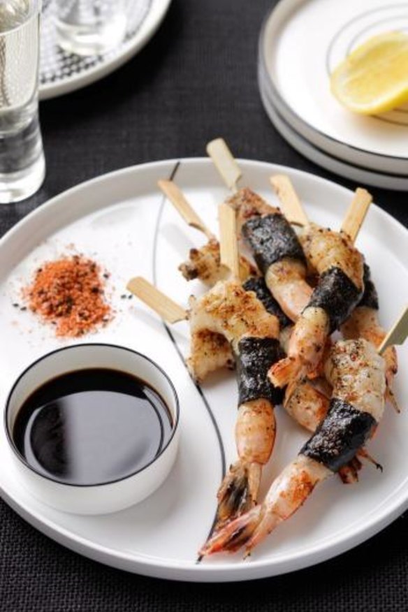 Be a prawn star: Barbecue nori prawns are a party hit.