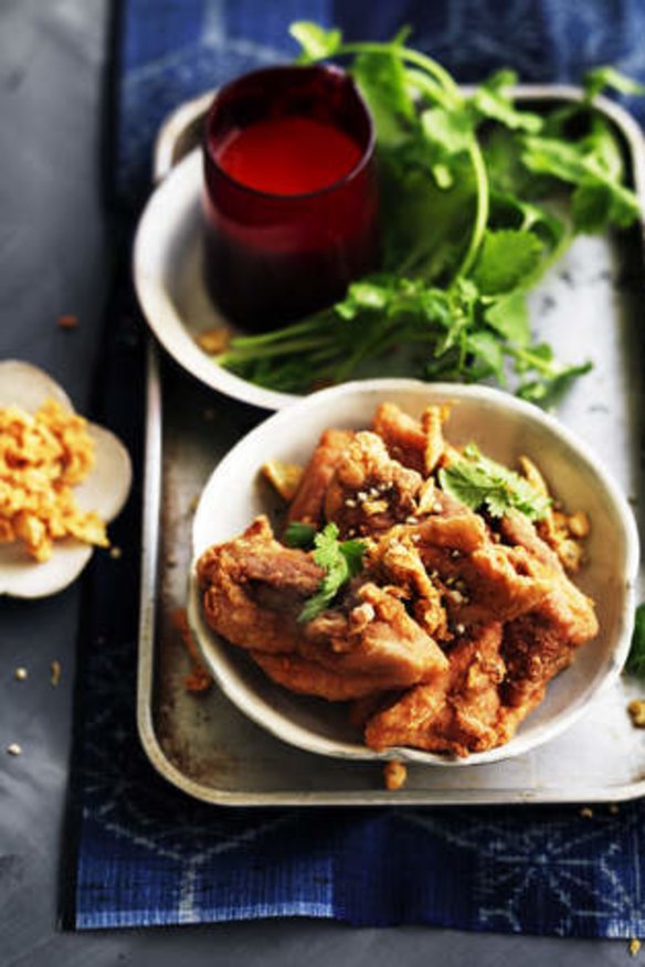 Saturday: Neil Perry's deep-fried chicken with garlic and peppercorns.