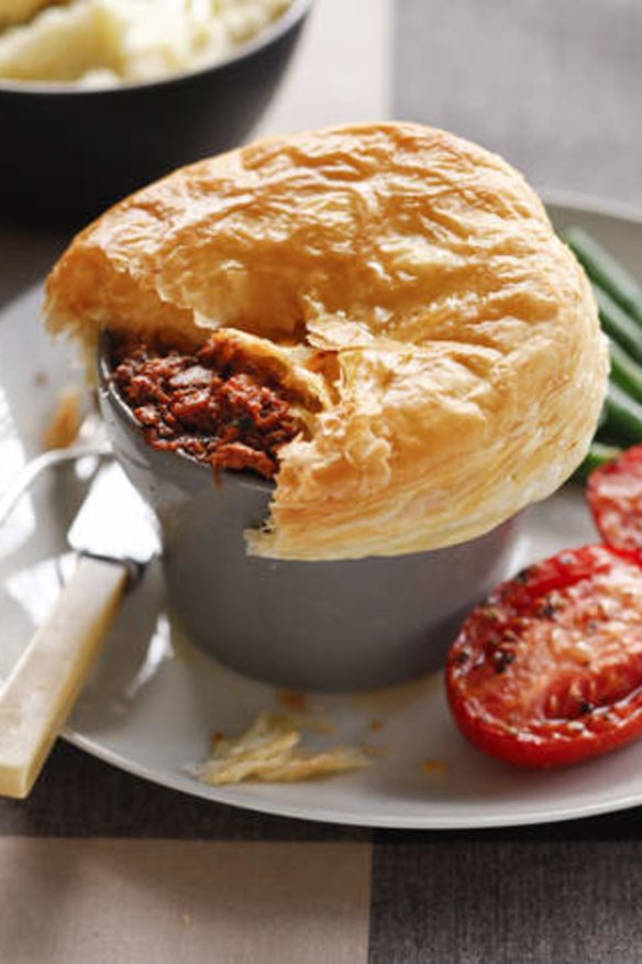 Beef and red wine pot pie.