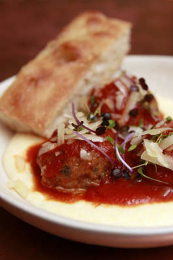 Pork balls with polenta.
