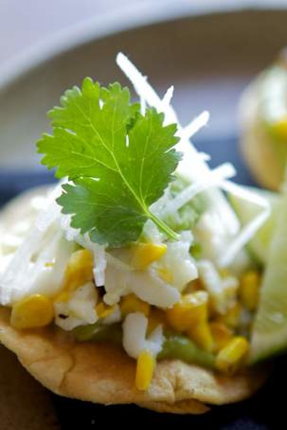 Radio Mexico proves seafood and sweet corn are an ideal combo with its crab and corn tostaditas.