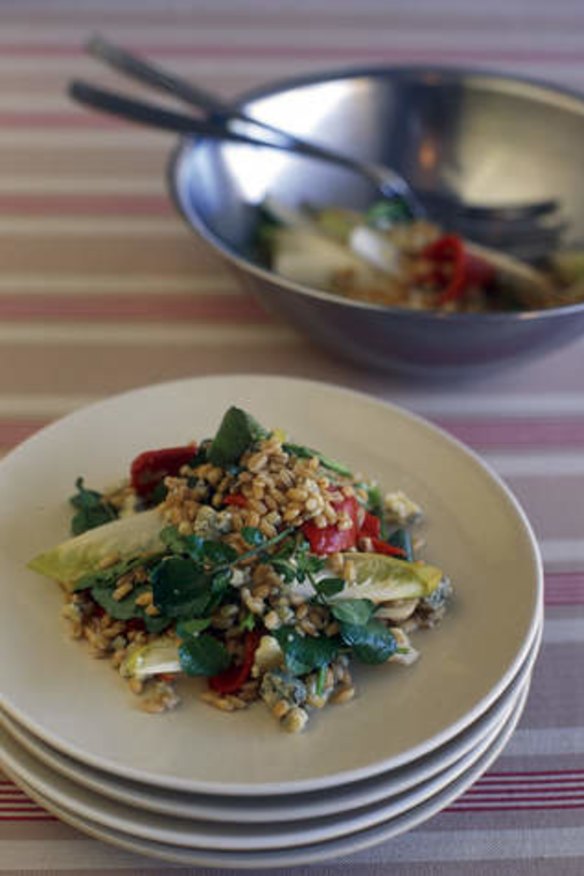 Pearl barley, witlof and blue cheese salad