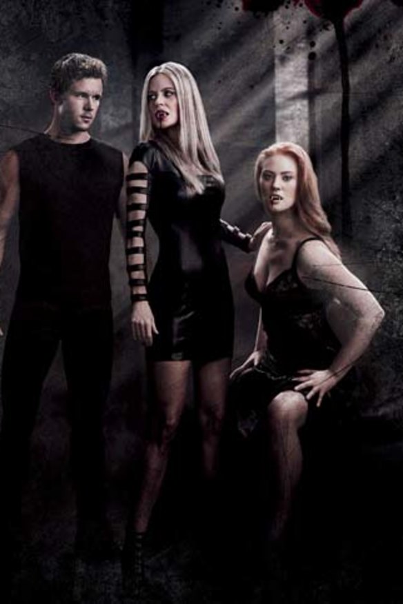 Ryan Kwanten, Kristen Bauer van Straten and Deborah Ann Woll in <i>True Blood</i>.