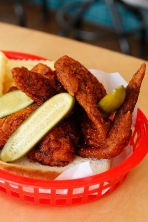 Fried chicken from Belle's Hot Chicken restaurant in Fitzroy.