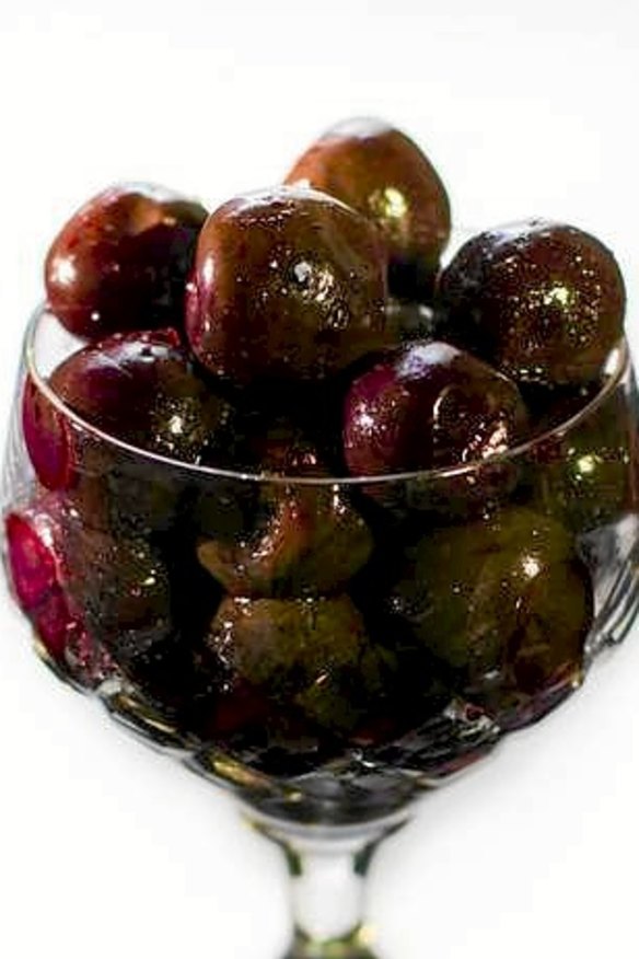 Gin-macerated cherries, great in stuffing for roast goose.