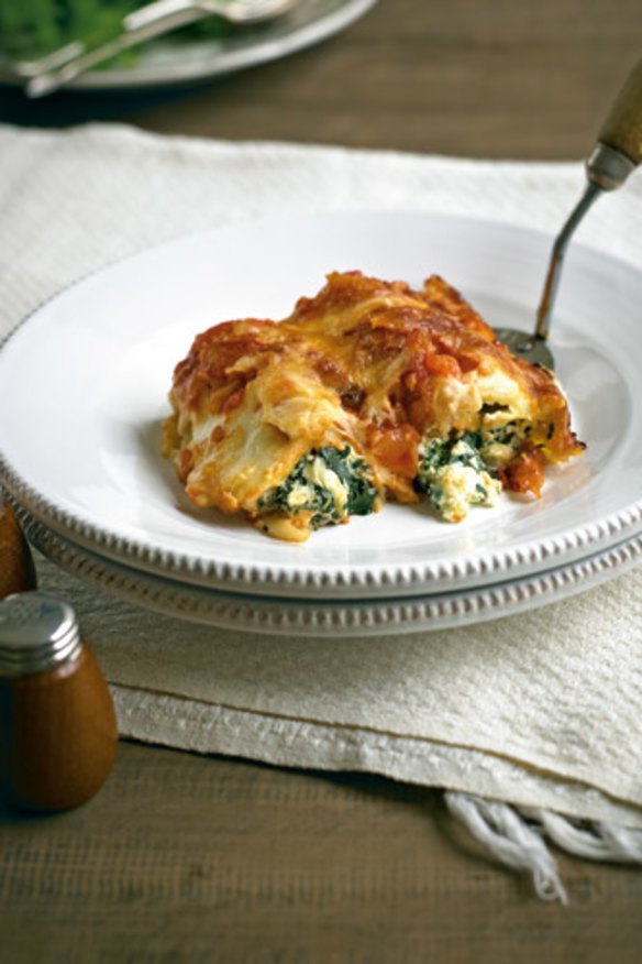 Classic cannelloni stuffed with spinach and ricotta.