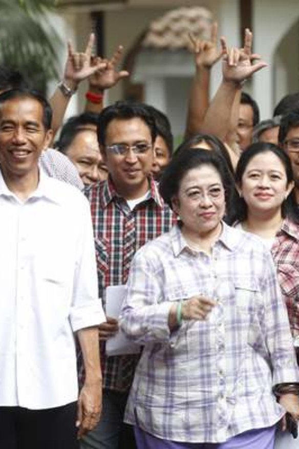 No walk in the park: Jokowi with former Indonesian president Megawati Sukarnoputri in 2012. His support has recently dipped, although he remains the favourite to win the presidency.