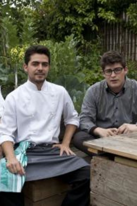 Brothers, from left, Blayne, Tyson and Chayse Bertoncello serve up razor-sharp, smart eats from their own gardens at O.My, in Beaconsfield.