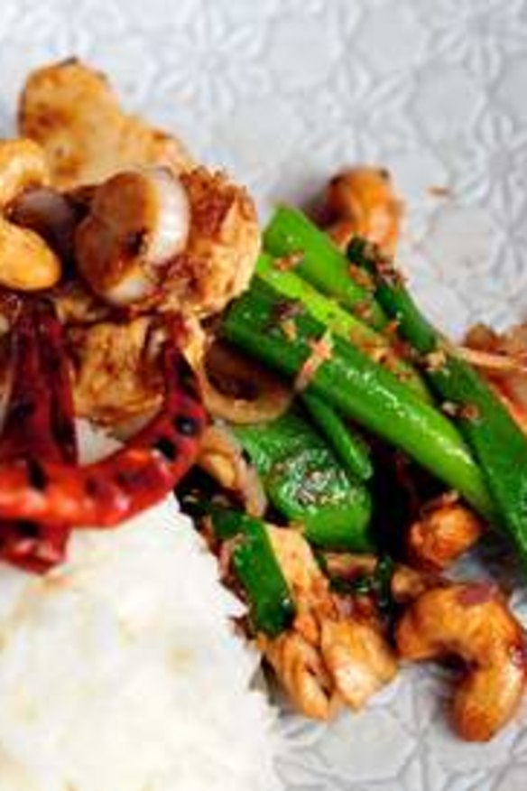 Wok-fried chicken breast.