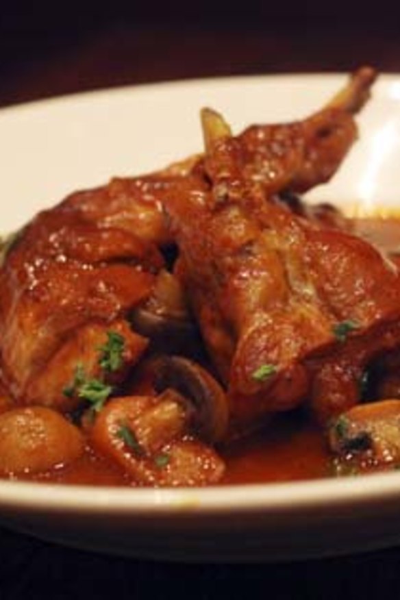 Recommended dish ... rabbit stew (lapin chasseur).