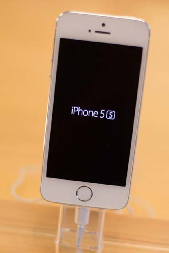 The iPhone 5s on display in an Apple Store.