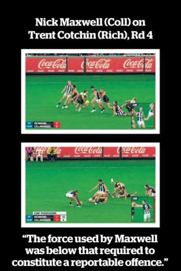 Nick Maxwell (Coll) on Trent Cotchin (Rich), Rd 4.