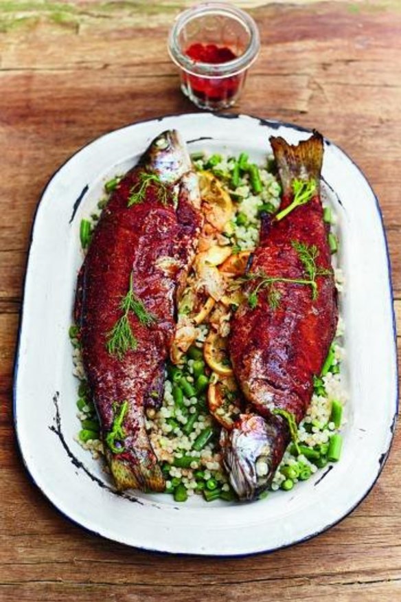 Spice-rubbed trout.