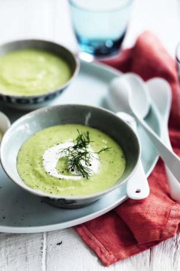 Chilled cucumber and ginger soup.