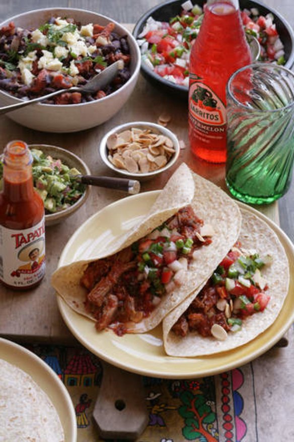 Soft tacos with smoky shredded pork.