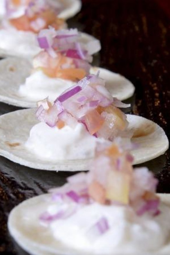 Scallop ceviche tortillas at the Bent Elbow.