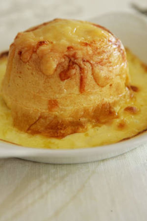 Double-baked gruyere souffle.