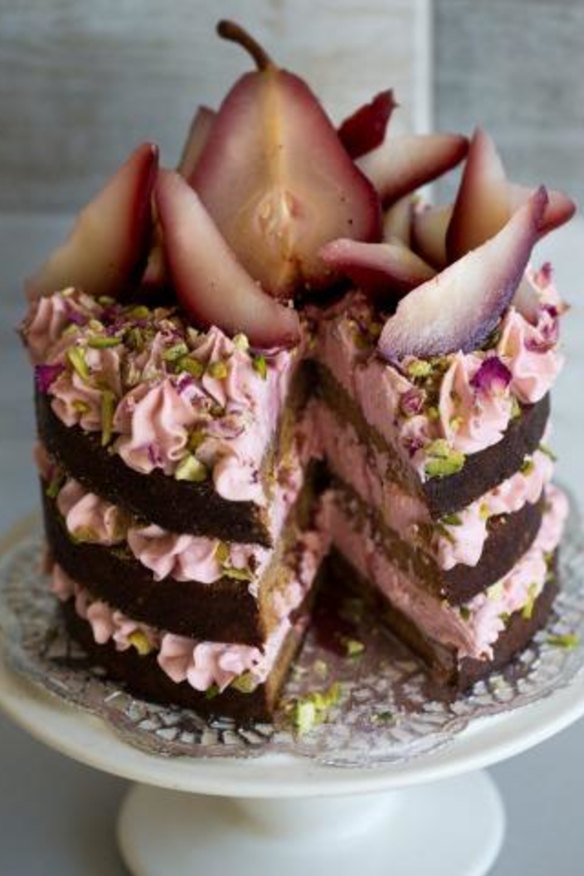 Love those layers ...  spiced caramel rose pear cake.