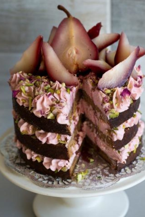 Love those layers ...  spiced caramel rose pear cake.