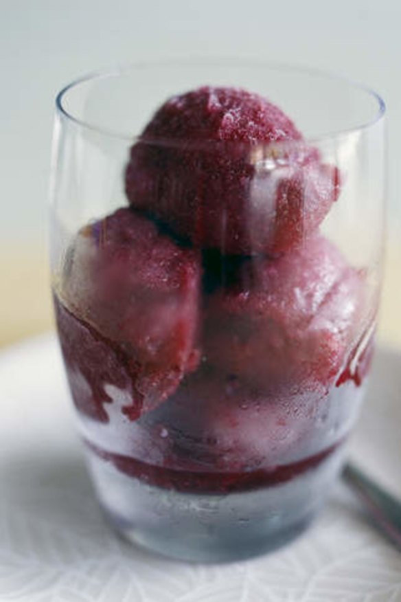 Blueberry and red wine sorbet.