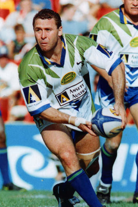 Ricky Stuart in his playing days for the Canberra Raiders. He played 203 games for the Green Machine.