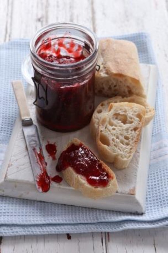 The fat in butter helps reduce the foam on top of strawberry jam.