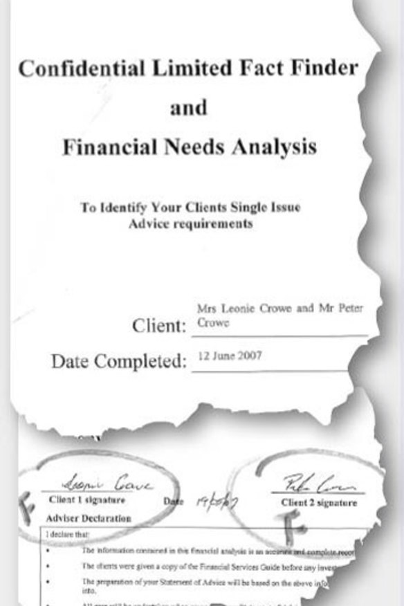 Document with allegedly forged signatures.