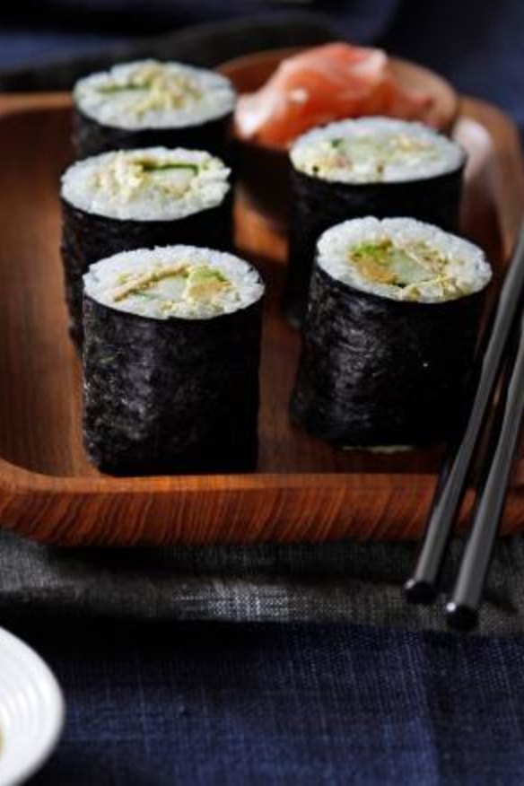 Avoid drenching sushi rolls in soy sauce.