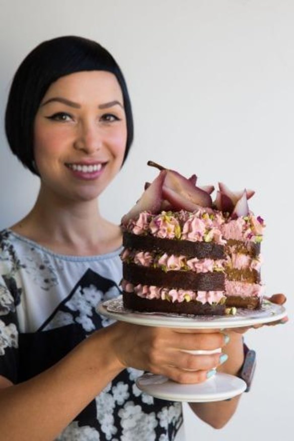 Katherine Sabbath with her caramel layer cake.