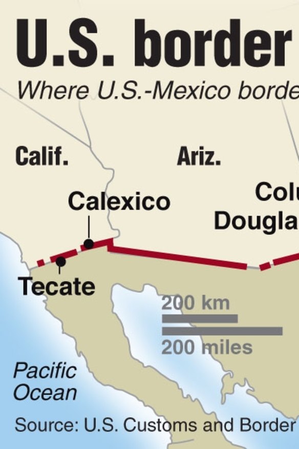 A map of the fence line – the Rio Grande provides a natural barrier along more than 2000 kilometres of the border.